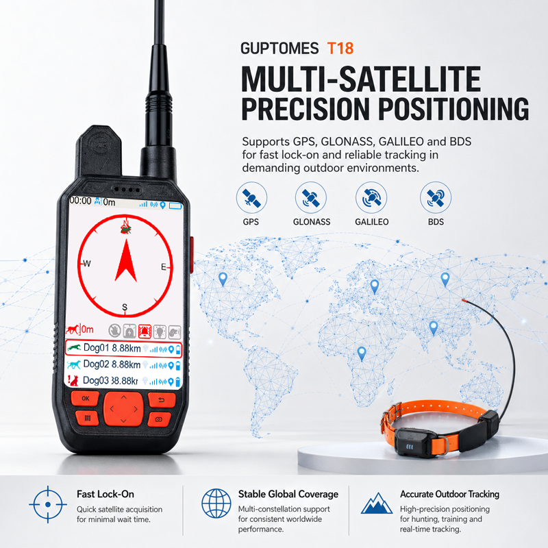 T18 Hunting Dog Tracking System - LTE + Radio Dual Mode, Track Up to 20 Dogs