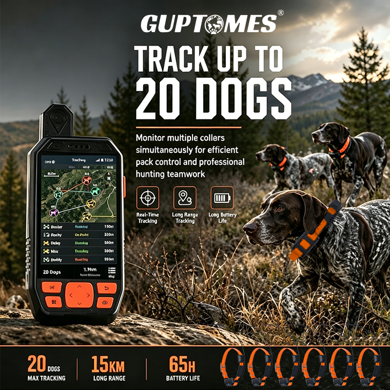 T18 Hunting Dog Tracking System - LTE + Radio Dual Mode, Track Up to 20 Dogs