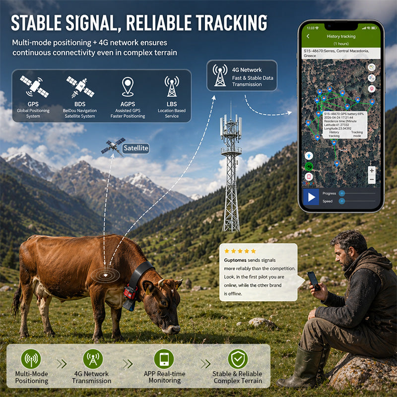 30000mAh Battery Rugged Cattle GPS Tracker With GPS BDS WIFI Multi Positioning